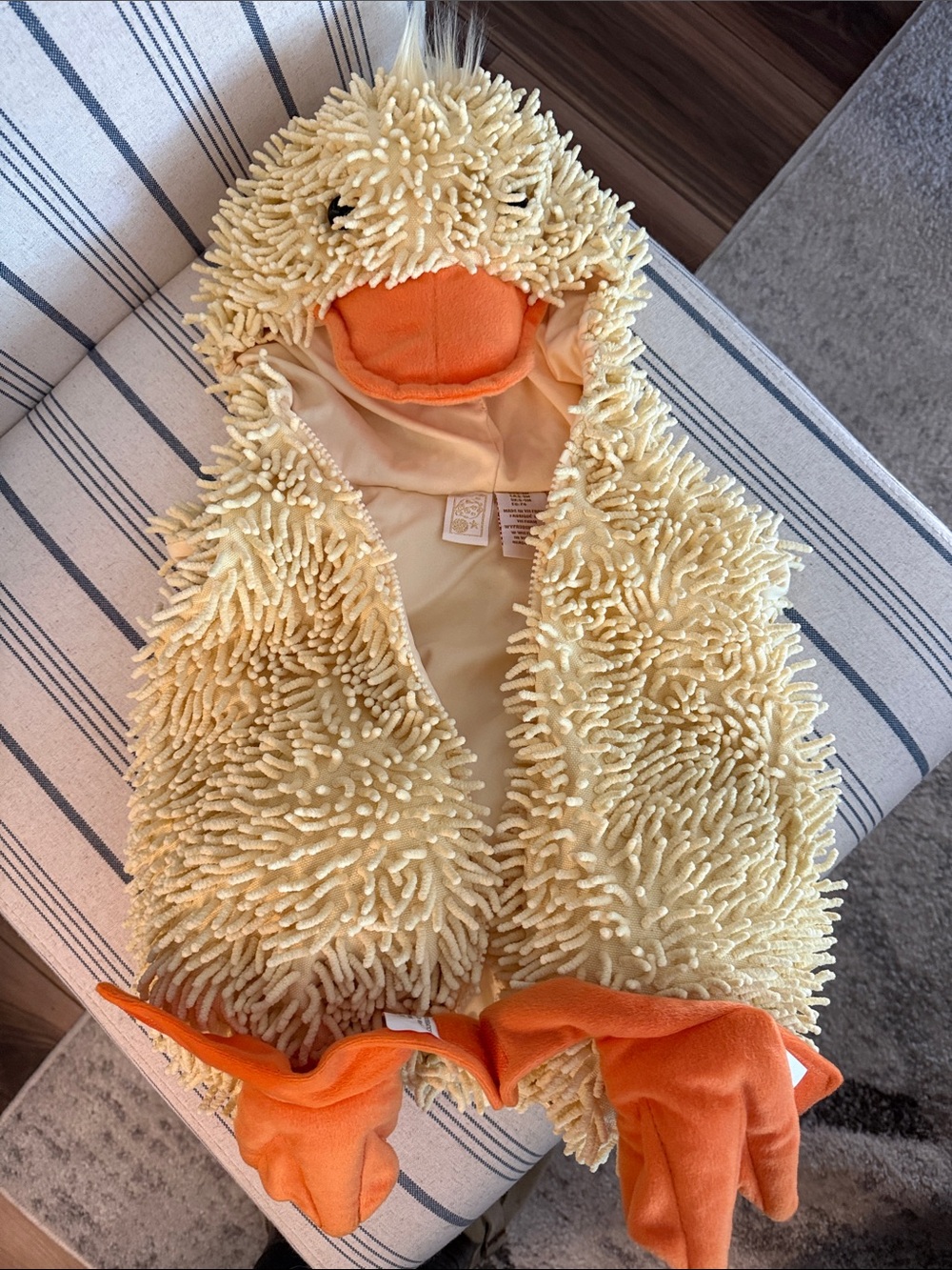 Plush Yellow Duck Kids Costume Jacket with Orange Beak and Feet
